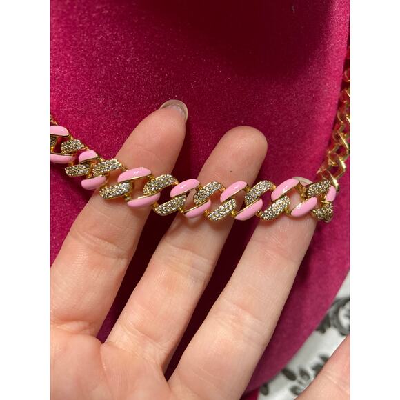 By Alexa Rae (BAR) gold and pink pave necklace - Picture 1 of 4